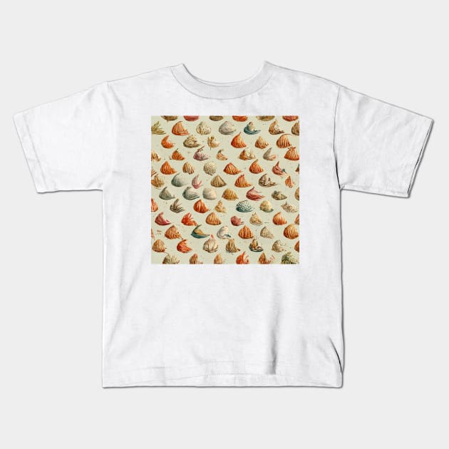 Vintage seashells II Kids T-Shirt by hamptonstyle